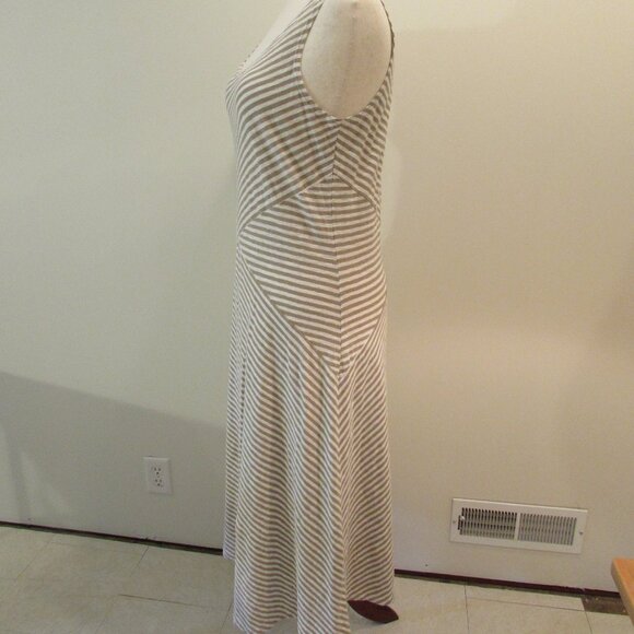 Cut Loose Cotton/Linen Tan/White Striped Tank Maxi - Picture 7 of 16